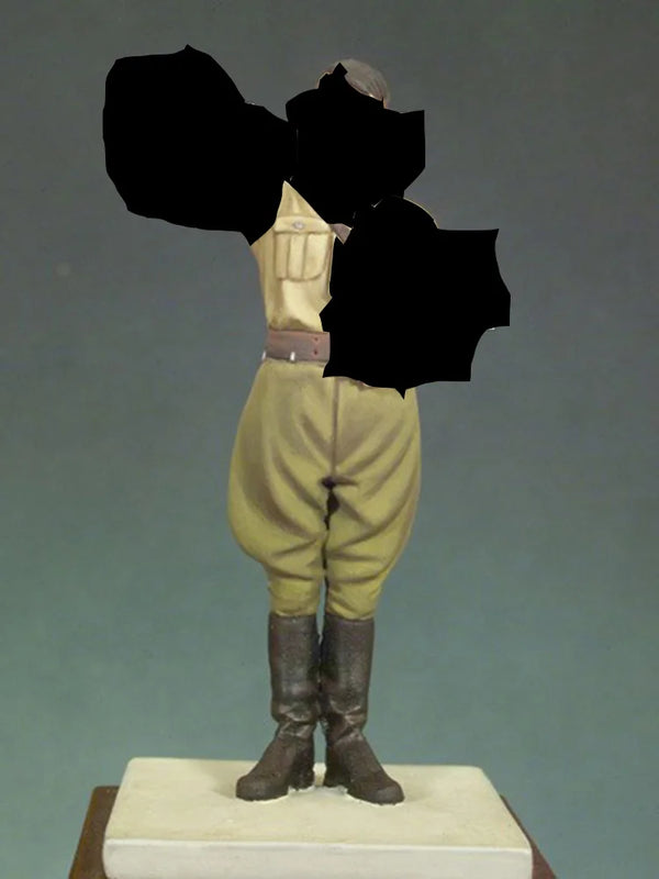 54mm WWI Flag Bearer in Khaki Uniform, Resin Model Figure Kit, Unassembled and Unpainted