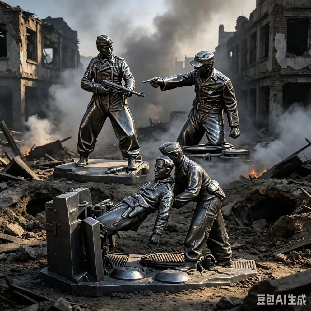 1/35 WWII German MG42 Machine Gun Crew in Combat, 4 Figures, Resin Model Figure Kit, Unassembled and Unpainted
