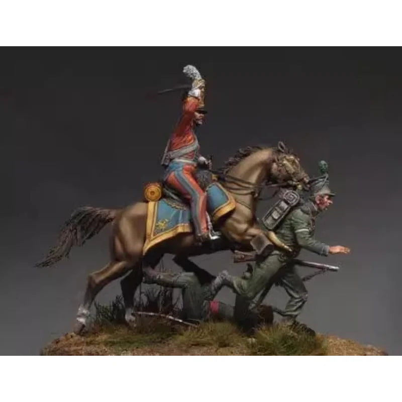 1/32 Napoleonic Cavalry Officer with Attendants, 5 Figures, Resin Model Figure Kit, Unassembled and Unpainted