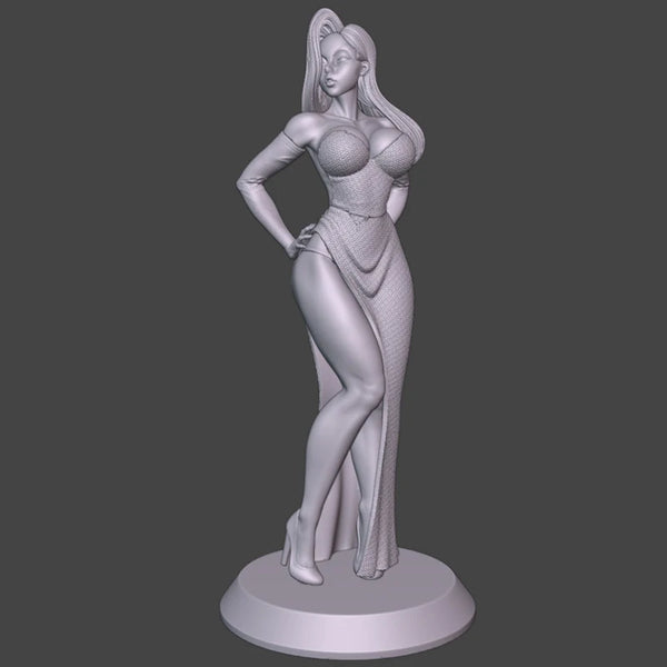 75mm Woman in Long Gown Hand on Hip, Resin Model Figure Kit, Unassembled and Unpainted