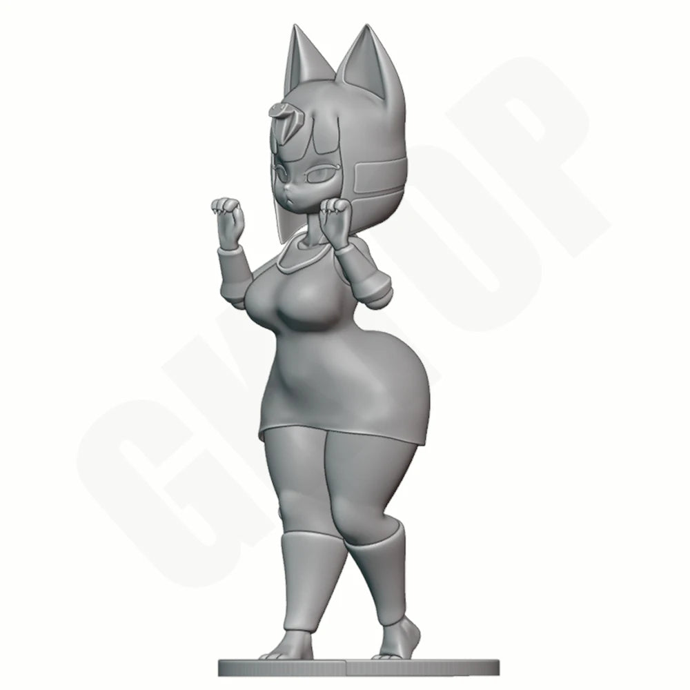 1/24 Cat-Eared Anime Female in Pinup Pose, Resin Model Figure Kit, Anime Theme, Unassembled and Unpainted