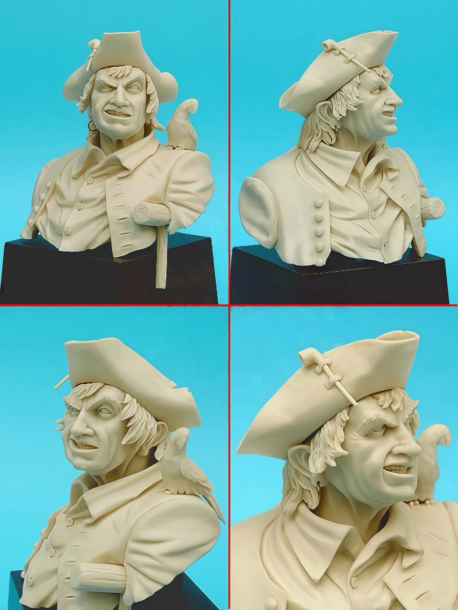 18th Century Pirate Captain with Parrot 1/10 Resin Bust Figure - resin model view 2