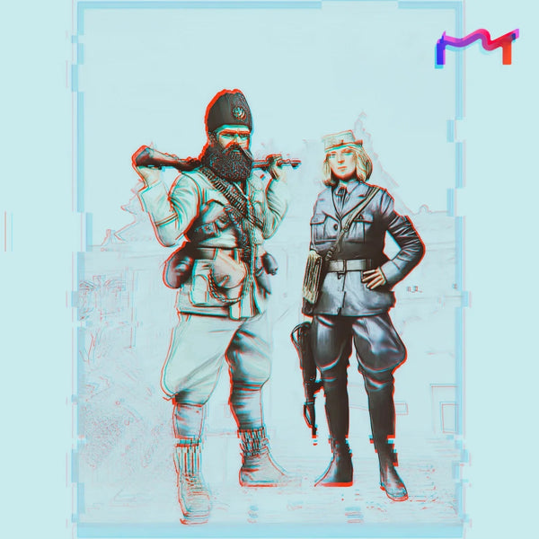 1/16 WWII Yugoslav Soldiers, 2 Figures, Resin Model Figure Kit, Unassembled and Unpainted