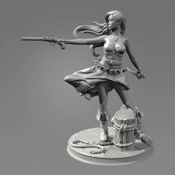50mm Caribbean Female Pirate Warrior, Resin Model Figure Kit, Unassembled and Unpainted