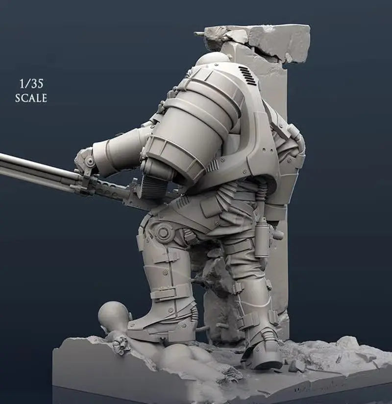 1/35 Powered Exosuit Soldier, Resin Model Figure Kit, Sci-Fi Theme, Unassembled and Unpainted
