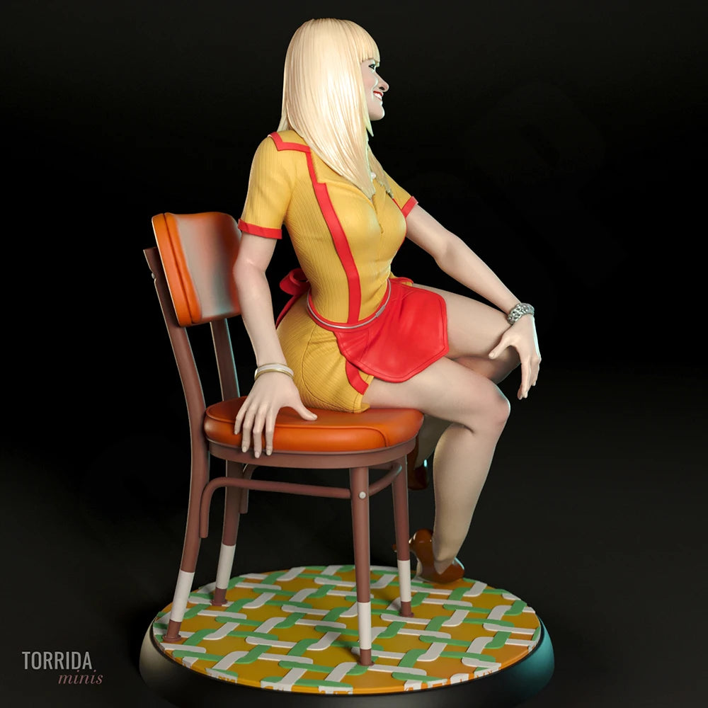 1/24 Vintage Cafe Waitress, Resin Model Figure Kit, Unassembled and Unpainted