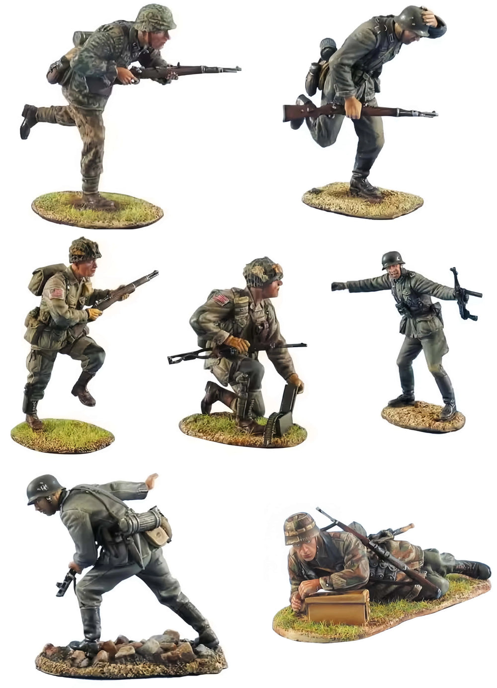 1/35 WWII German Panzergrenadiers Assaulting, 7 Figures, Resin Model Figure Kit, Unassembled and Unpainted
