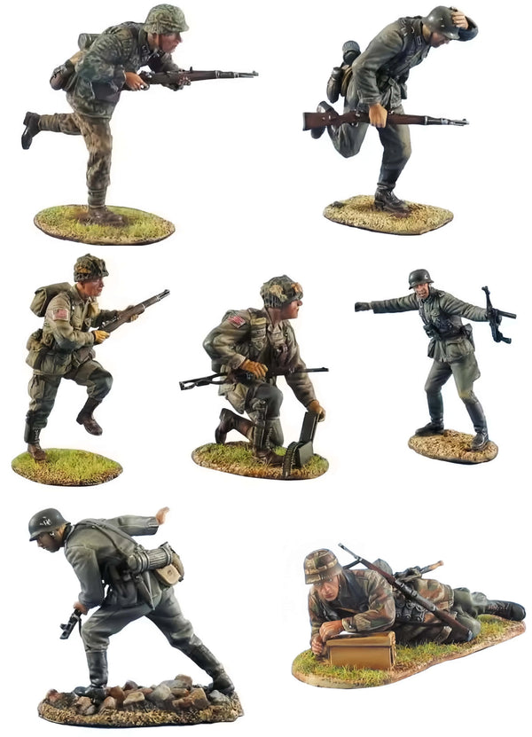 1/35 WWII German Panzergrenadiers Assaulting, 7 Figures, Resin Model Figure Kit, Unassembled and Unpainted
