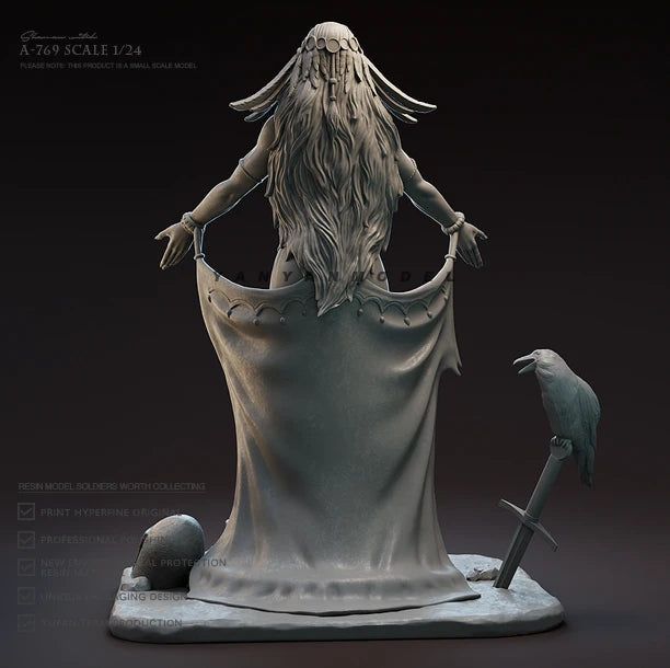 1/24 Medieval Fantasy Sorceress, 3 Figures, Resin Model Figure Kit, Fantasy Theme, Unassembled and Unpainted