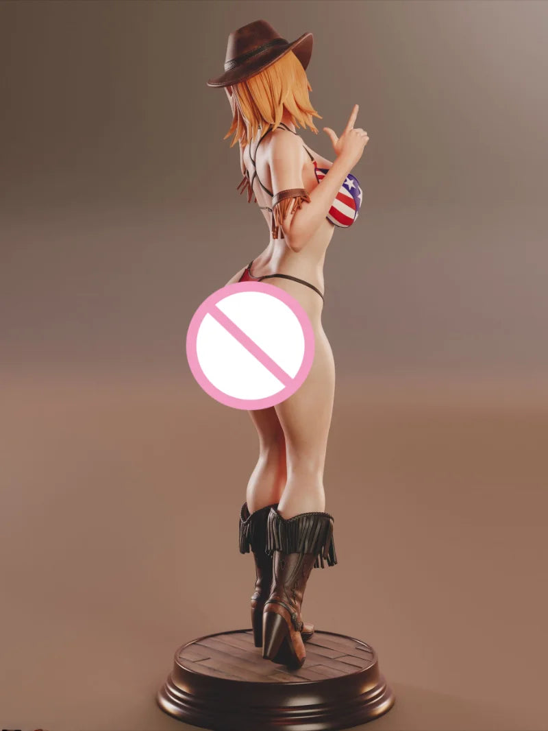 1/24 Western Cowgirl with American Flag Bikini, Resin Model Figure Kit, Unassembled and Unpainted