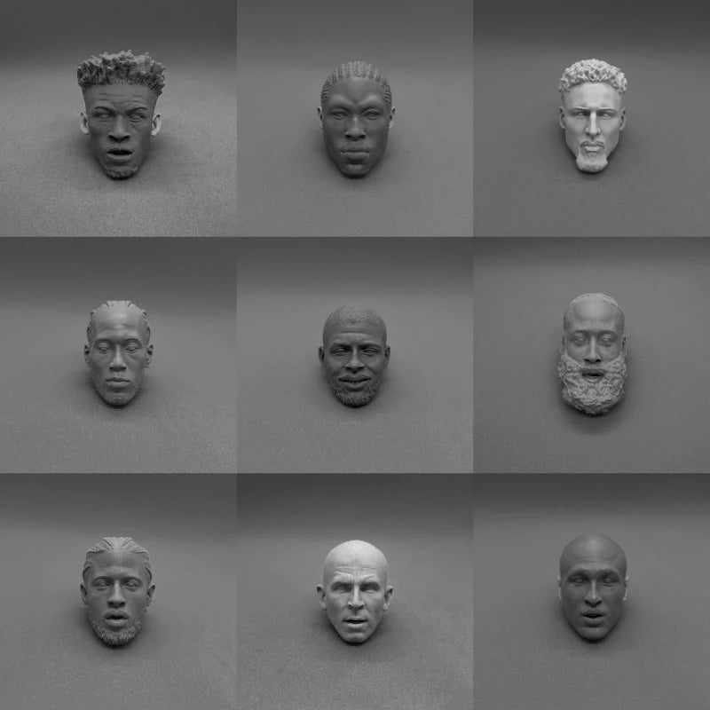 1/6 Basketball Player Head, 12 Figures, Resin Model Bust Kit, Historical Theme, Unassembled and Unpainted