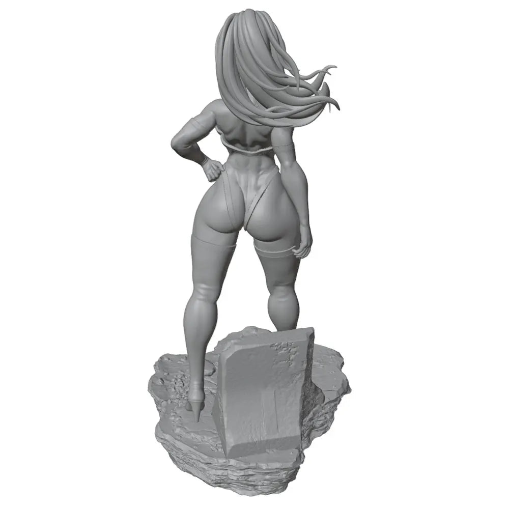 75mm Fantasy Female Pin-up on Rocky Base, Resin Model Figure Kit, Unassembled and Unpainted