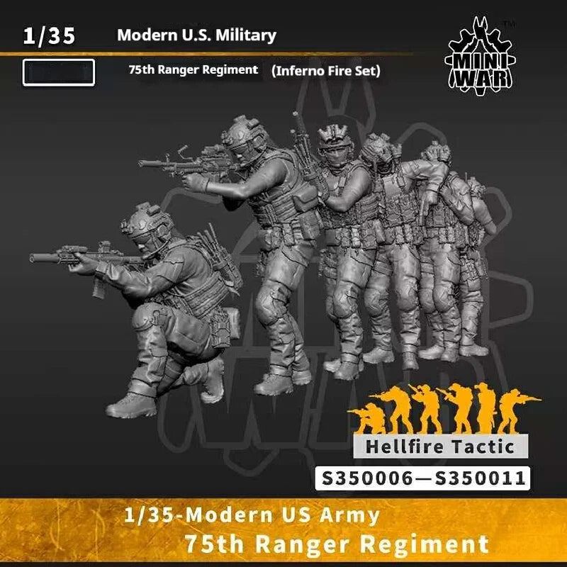 1/35 Modern U.S. 75th Rangers, 5 Figures, Resin Model Figure Kit, Unassembled and Unpainted