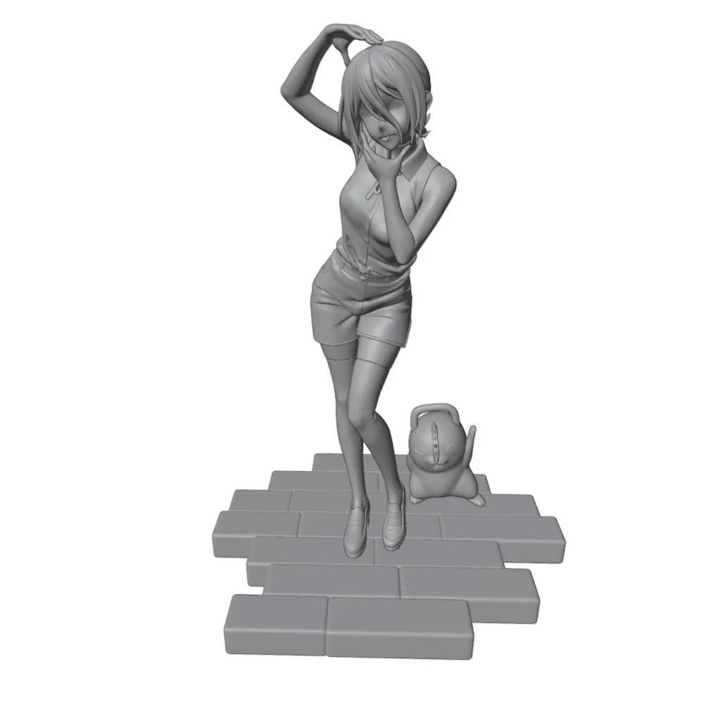 1/24 Anime Girl with Hands-to-Hair Pose, Resin Model Figure Kit, Unassembled and Unpainted