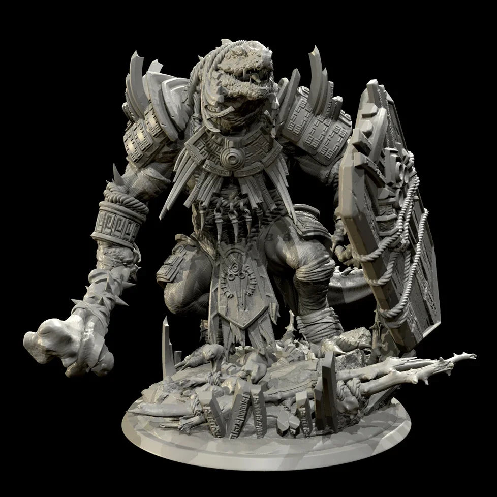 75mm Demonic Warrior with Spiked Armor and Crown, Resin Model Figure Kit, Fantasy Theme, Unassembled and Unpainted