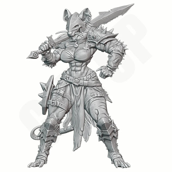 1/24 Armored Rat Warrior, Resin Model Figure Kit, Fantasy Theme, Unassembled and Unpainted