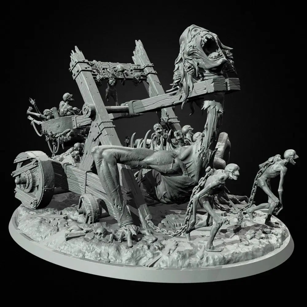 80mm Undead Corpse Chariot, 8 Figures, Resin Model Figure Kit, Fantasy Theme, Unassembled and Unpainted