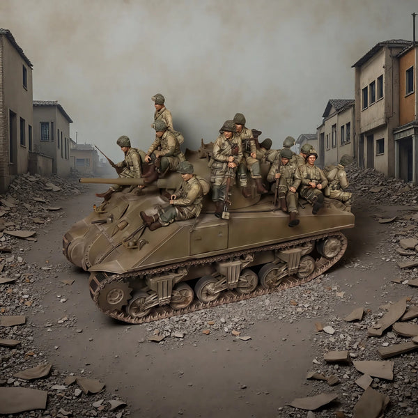 1/35 WWII Tank Crew Soldiers, 14 Figures, Resin Model Diorama Kit, Unassembled and Unpainted