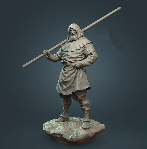 1/24 Medieval Scythian Warrior with Head Wrap and Spear, Resin Model Figure Kit, Unassembled and Unpainted