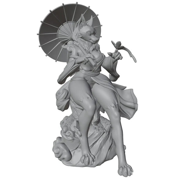 1/24 Female Character with Parasol, Resin Model Figure Kit, Anime Theme, Unassembled and Unpainted