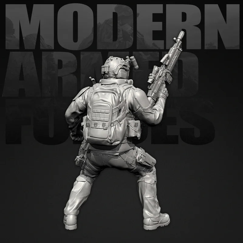 25mm Modern Tactical Operator Combat Ready, Resin Model Figure Kit, Unassembled and Unpainted