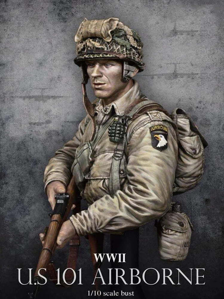1/10 WWII U.S. 101st Airborne Soldier, Resin Model Bust Kit, Unassembled and Unpainted