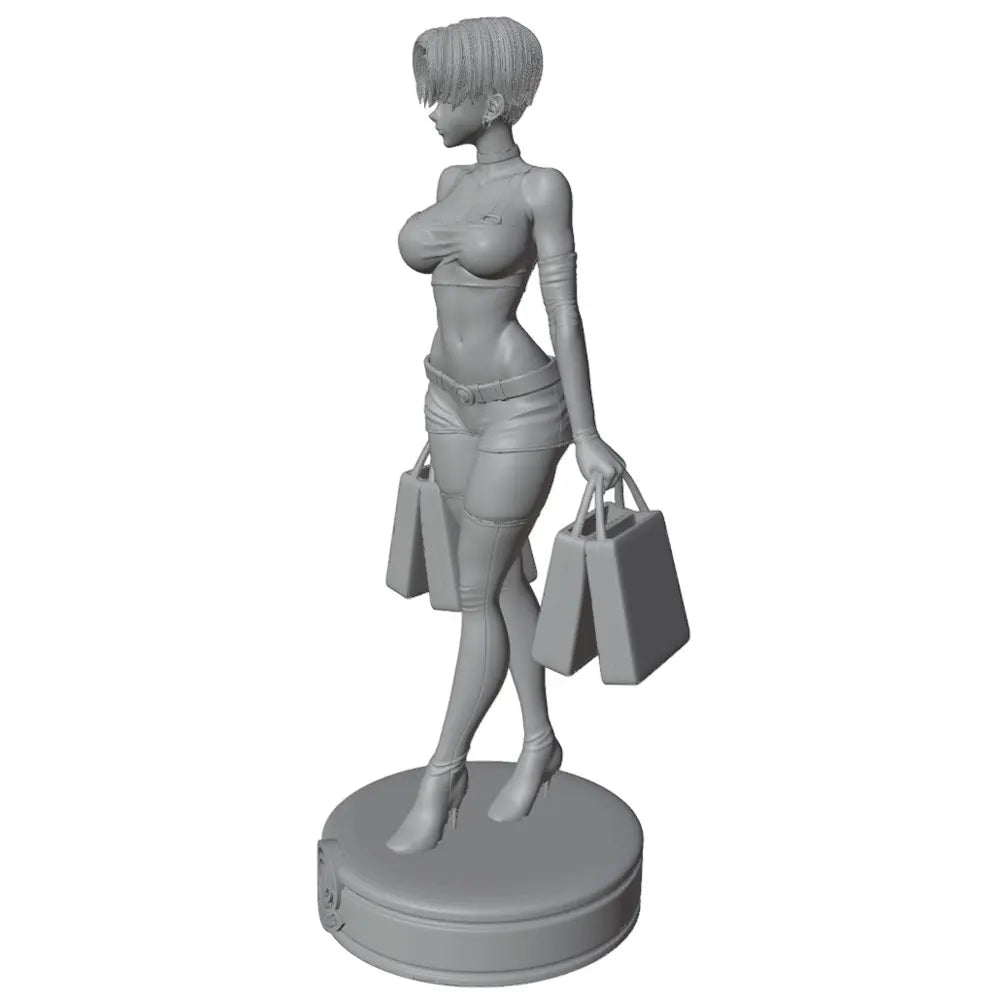 1/24 Modern Shopping Girl, Resin Model Figure Kit, Anime Theme, Unassembled and Unpainted