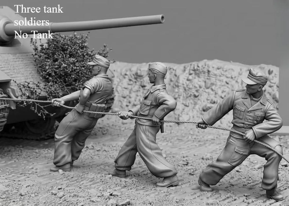 1/35 WWII German Panzer Crew Combat, 3 Figures, Resin Model Figure Kit, Unassembled and Unpainted