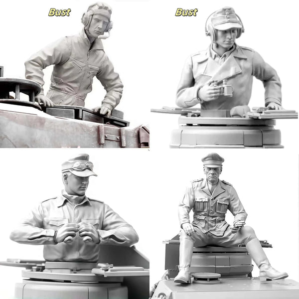 1/16 WWII German Tank Crew, 4 Figures, Resin Model Bust Kit, Unassembled and Unpainted
