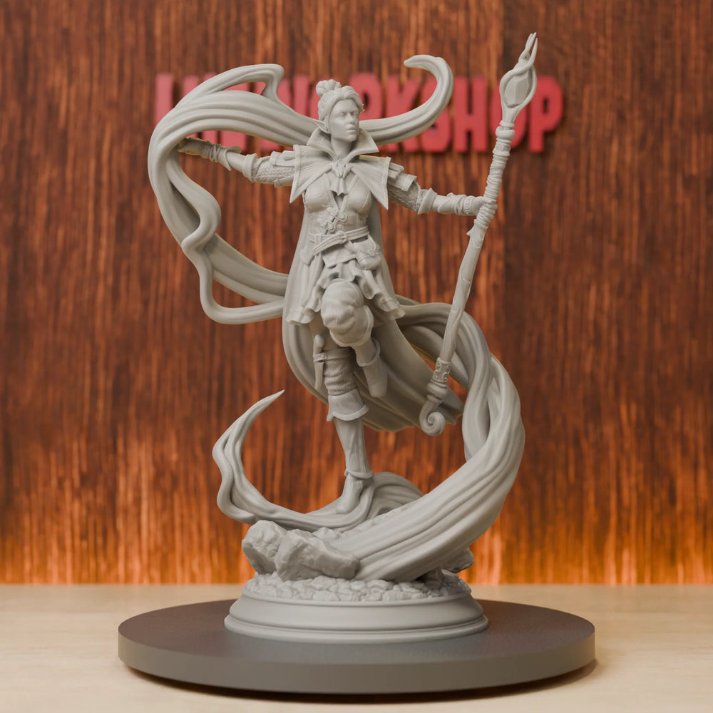 85mm Female Elf Sorcerer, Resin Model Figure Kit, Fantasy Theme, Unassembled and Unpainted