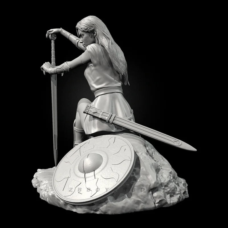 40mm Medieval Fantasy Female Swordsman, Resin Model Figure Kit, Unassembled and Unpainted