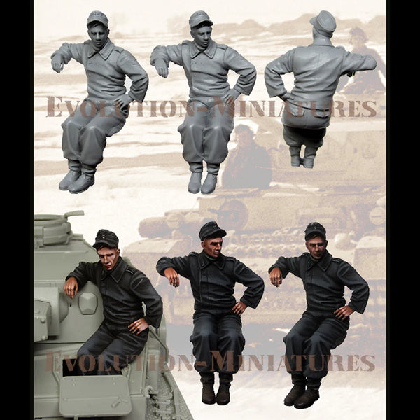 1/35 WWII German Panzer Crew Standing Poses, 6 Figures, Resin Model Figure Kit, Unassembled and Unpainted