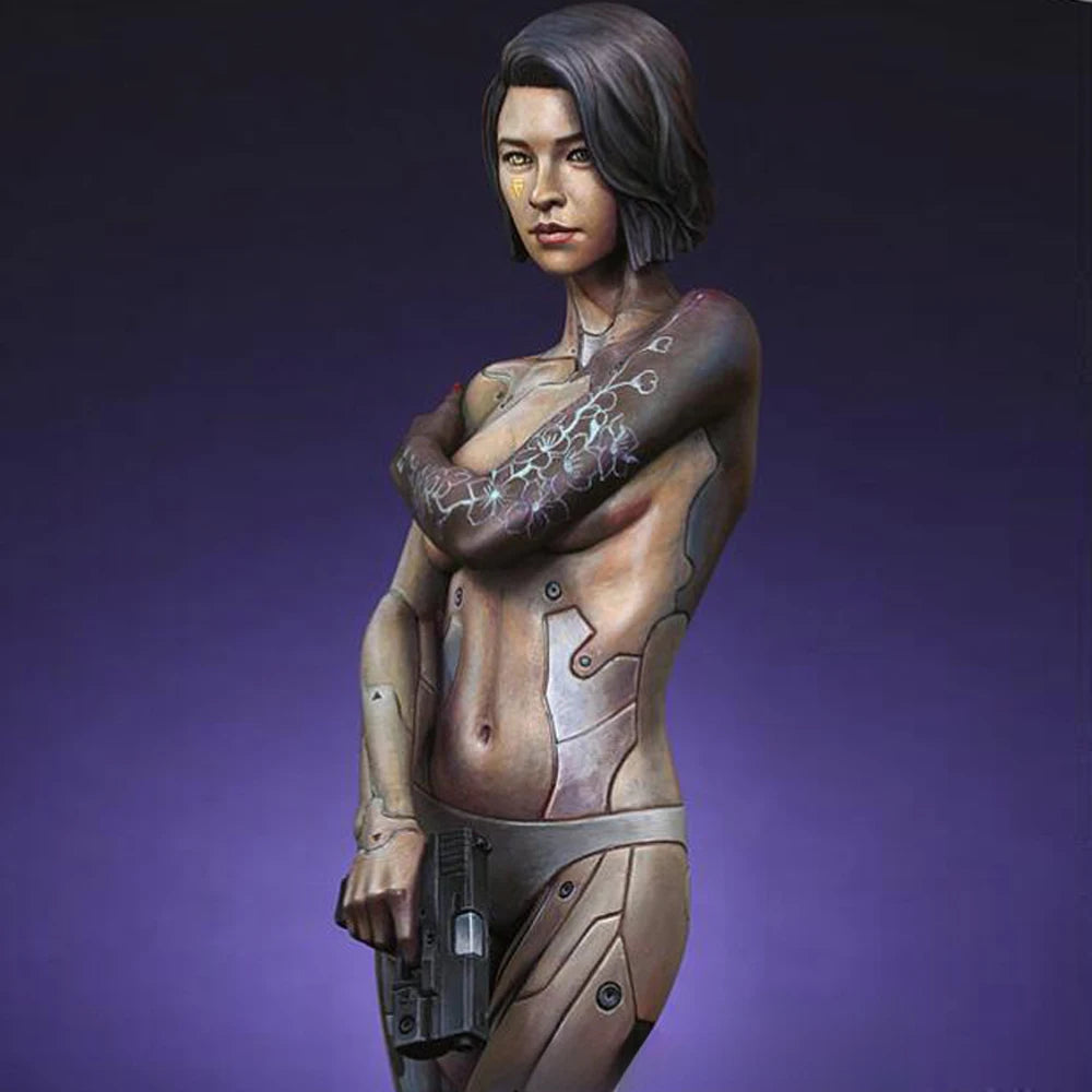 1/12 Female Cyborg Warrior, Resin Model Bust Kit, Sci-Fi Theme, Unassembled and Unpainted