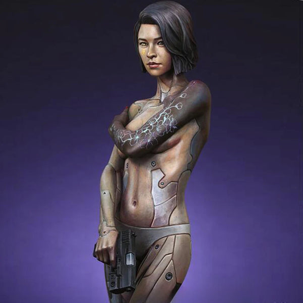 1/12 Female Cyborg Warrior, Resin Model Bust Kit, Sci-Fi Theme, Unassembled and Unpainted