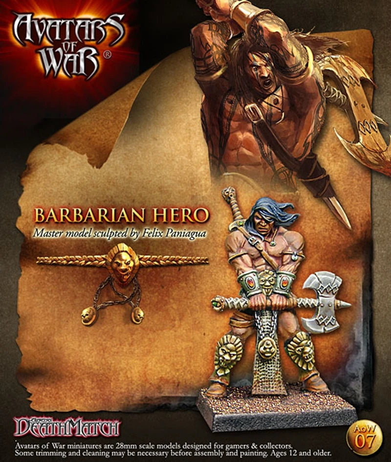 Barbarian Hero, Resin Model Figure Kit, Fantasy Theme, Unassembled and Unpainted