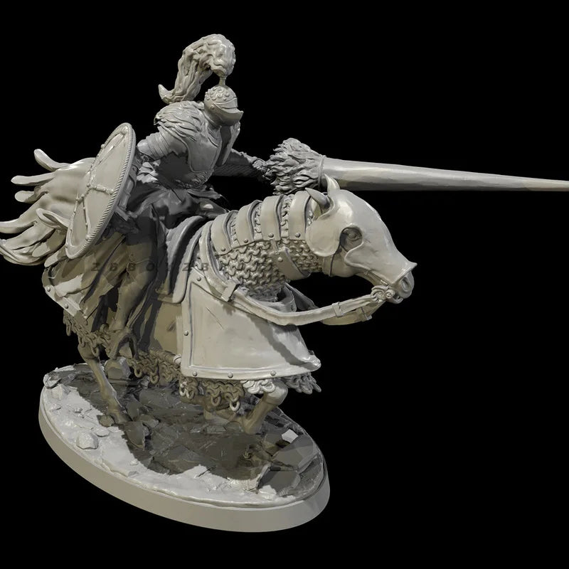 50mm Medieval Knight Cavalry Team, 5 Figures, Resin Model Figure Kit, Unassembled and Unpainted