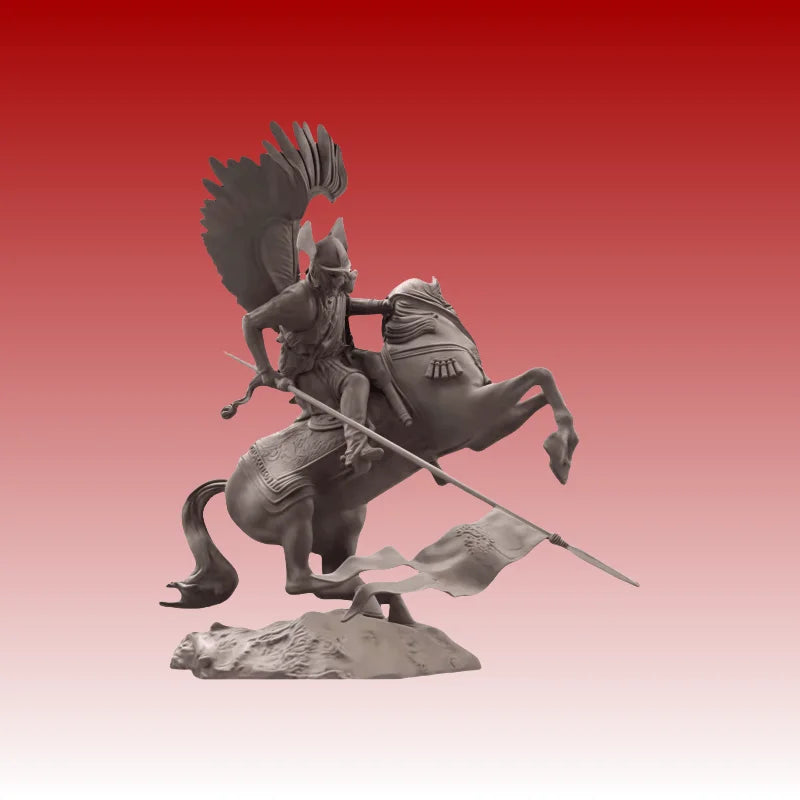 1/24 Napoleonic Cavalry Officer on Rearing Horse, Resin Model Figure Kit, Unassembled and Unpainted
