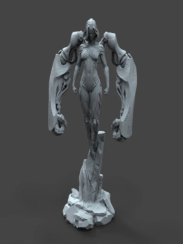 75mm Female Winged Warrior, Resin Model Figure Kit, Fantasy Theme, Unassembled and Unpainted