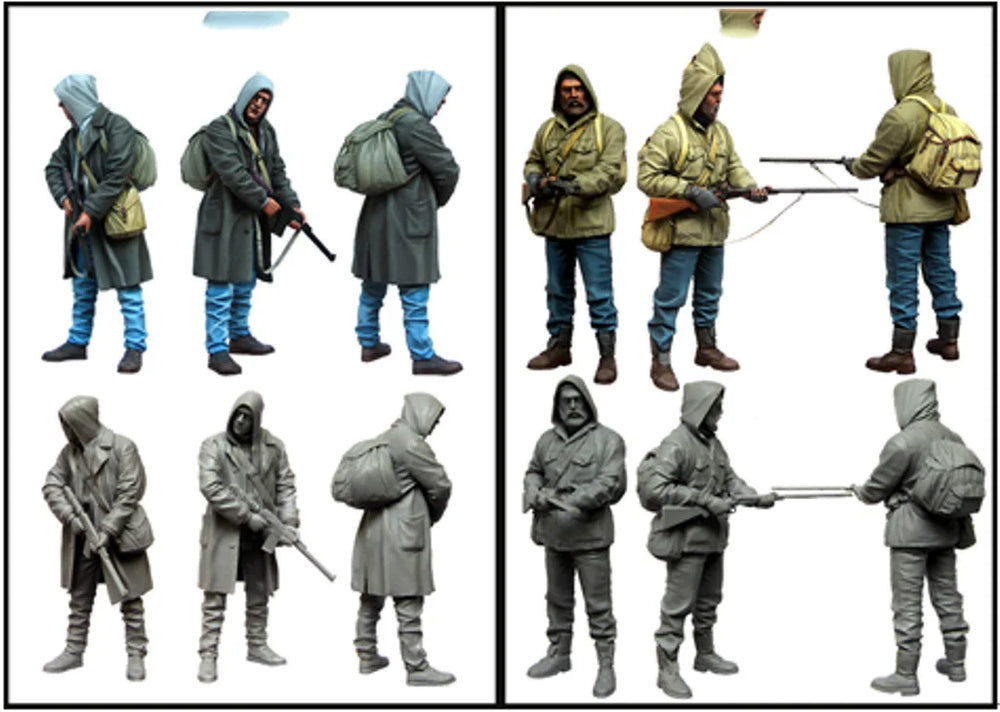 1/35 WWII Tactical Soldier, 2 Figures, Resin Model Figure Kit, Unassembled and Unpainted