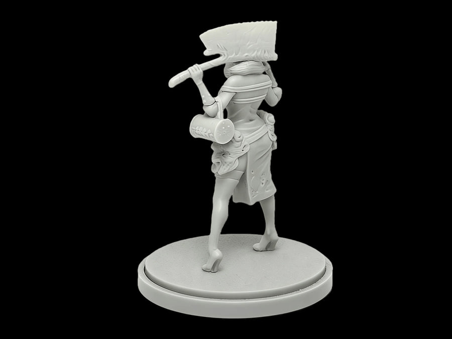 Fantasy Female Crow Warrior with Scythe and Flail 40mm Resin Figure Kit - resin model view 2