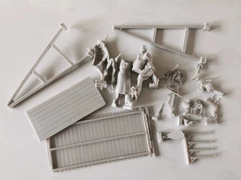 1/35 WWII Logistics Support Kitchen, 4 Figures, Resin Model Diorama Kit, Unassembled and Unpainted