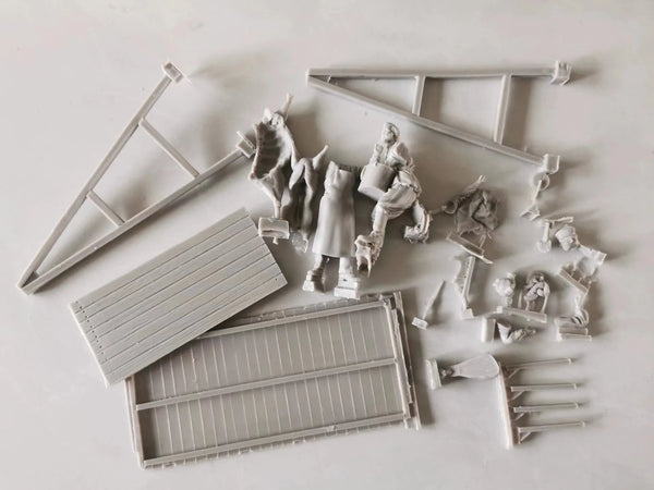 1/35 WWII Logistics Support Kitchen, 4 Figures, Resin Model Diorama Kit, Unassembled and Unpainted