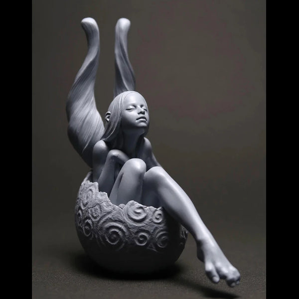 Elf with Egg Base, Resin Model Figure Kit, Fantasy Theme, Unassembled and Unpainted