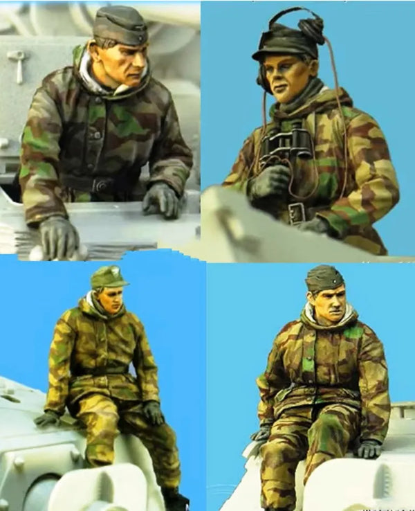 1/35 WWII German Soldiers with Map-Reading Officer, 2 Figures, Resin Model Figure Kit, Unassembled and Unpainted