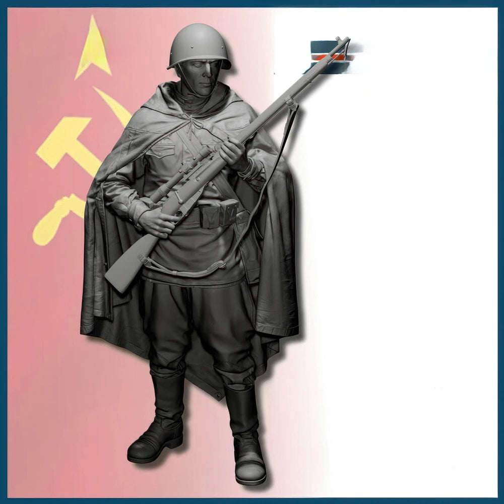1/35 WWII Soviet Infantry with Mosin-Nagant, Resin Model Figure Kit, Unassembled and Unpainted