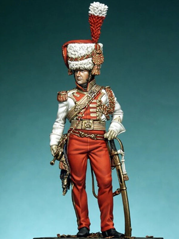 1/24 Napoleonic French Dragoons Guard Cavalry Bugler, Resin Model Figure Kit, Unassembled and Unpainted