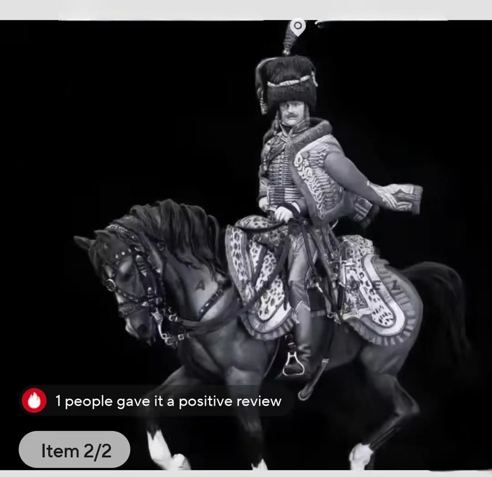 90mm Napoleonic French Dragoon Officer with Carbine and Plume, Resin Model Figure Kit, Unassembled and Unpainted