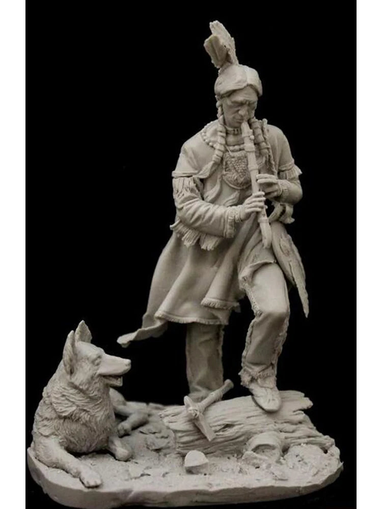 1/24 Napoleonic Prussian Officer with Wolf, Resin Model Figure Kit, Unassembled and Unpainted