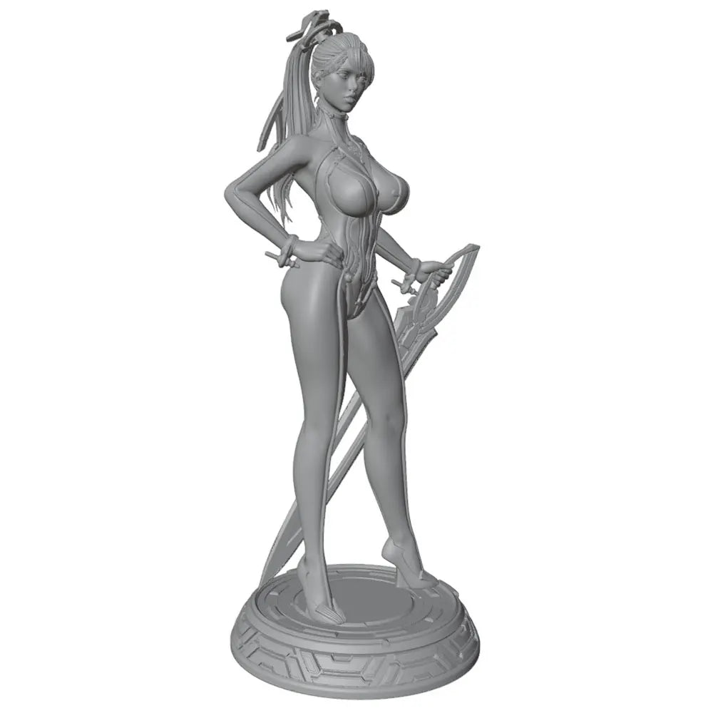 1/24 Ribbon-Haired Warrior with Battle Axe, Resin Model Figure Kit, Fantasy Theme, Unassembled and Unpainted
