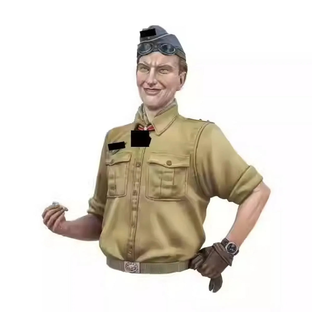 1/10 WWII German Officer in Tan Service Dress, Resin Model Bust Kit, Unassembled and Unpainted